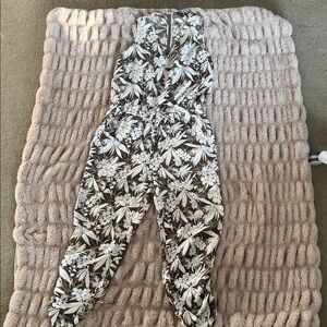 Women's Ralph Lauren Green White Cream Floral Jogger Jumpsuit Size 14